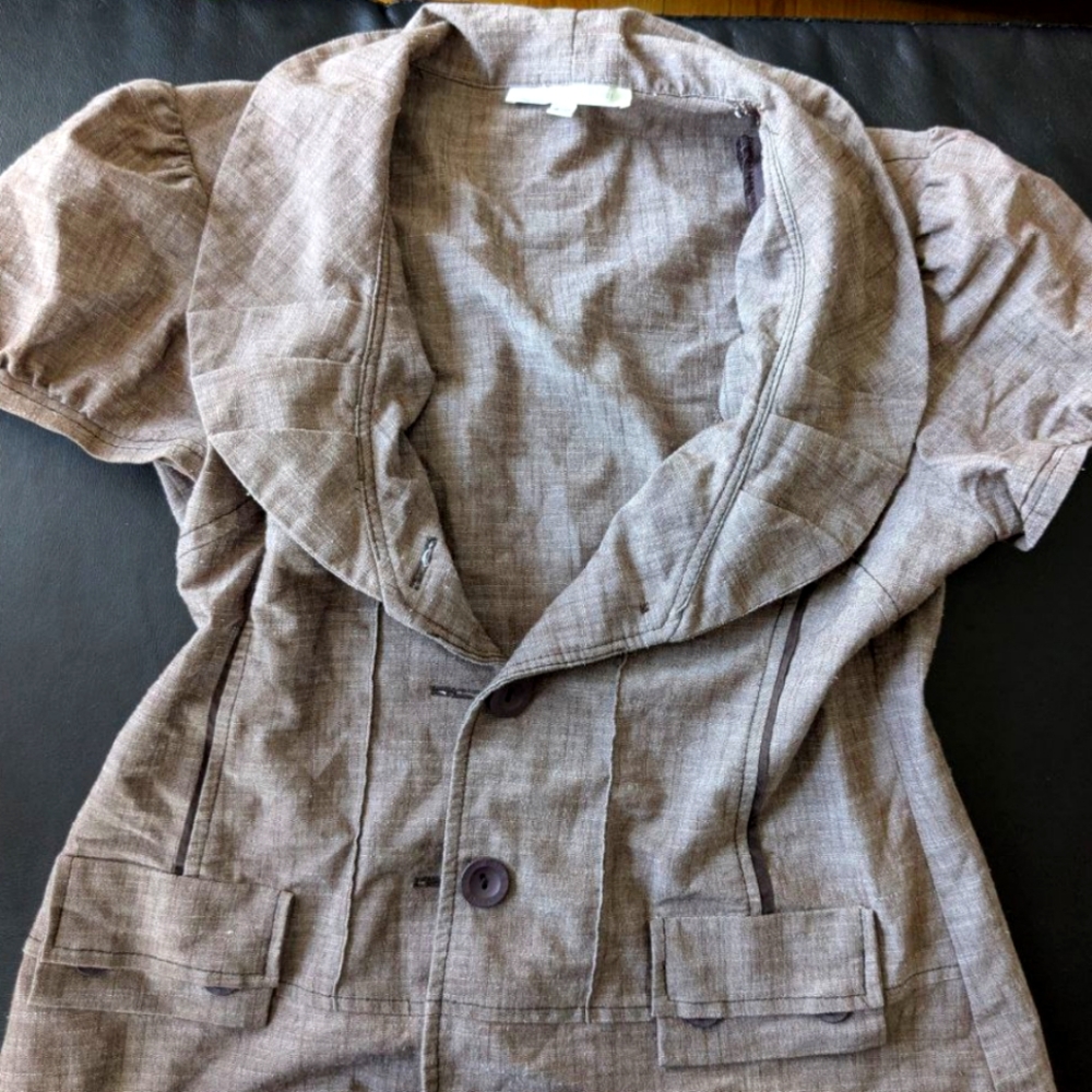 Stylish Brown Short Sleeve Blazer